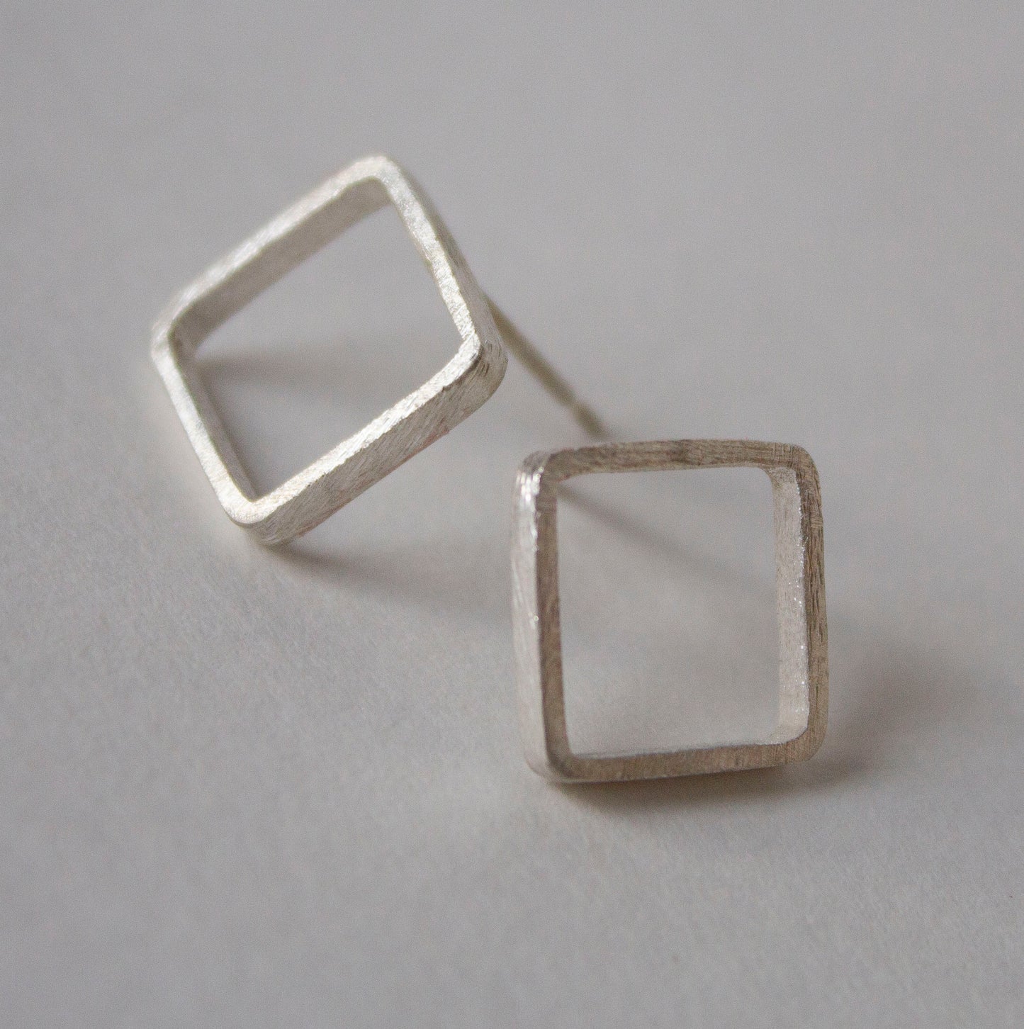 Fine silver square studs