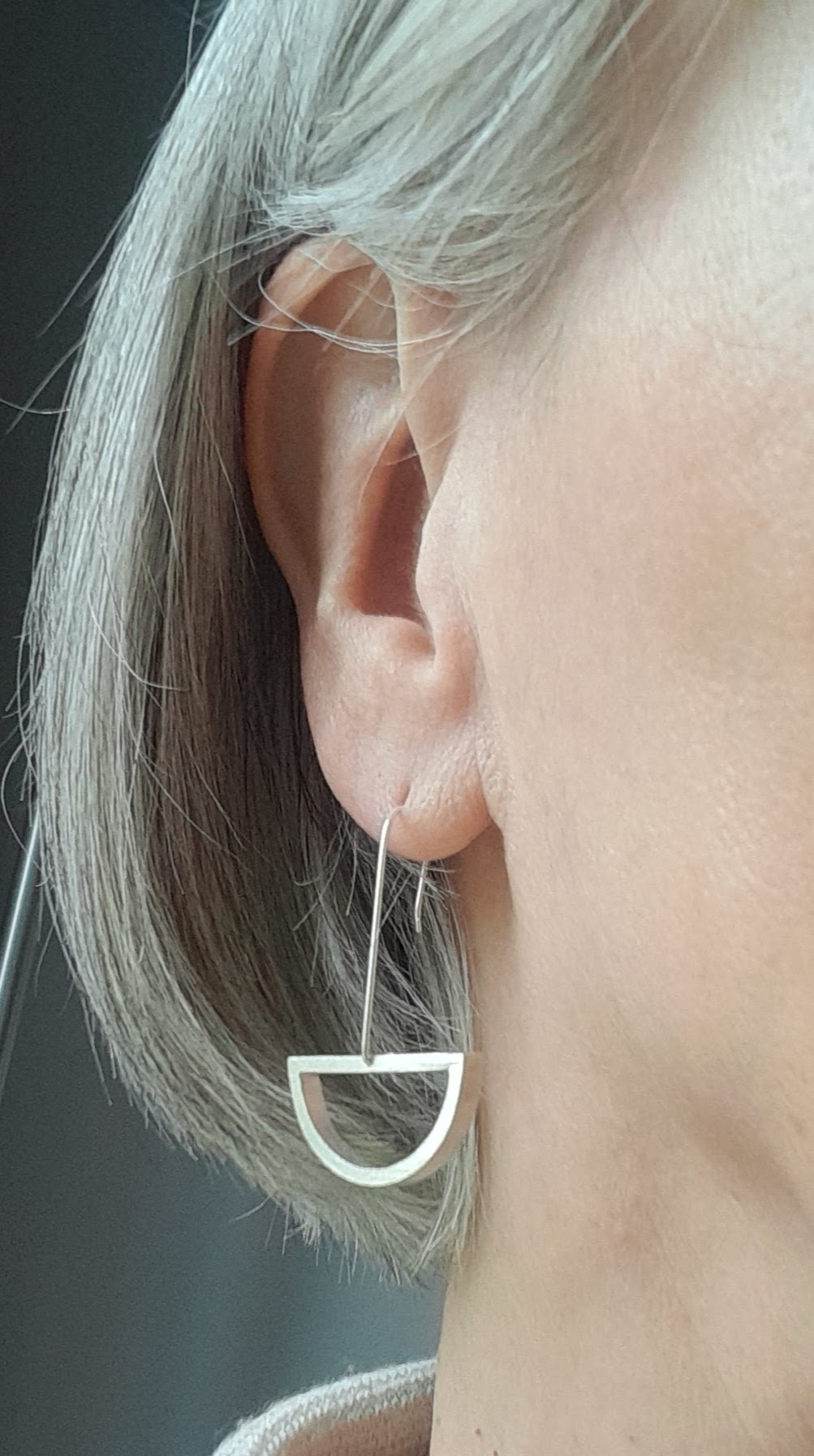 Silver semi circle drops