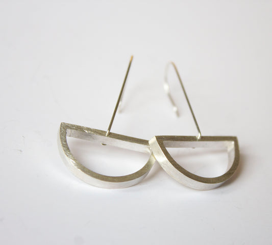 Silver semi circle drops