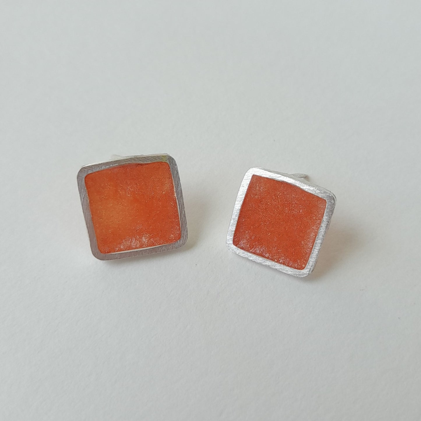 Fine silver and resin square studs