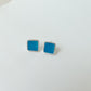 Fine silver and resin square studs