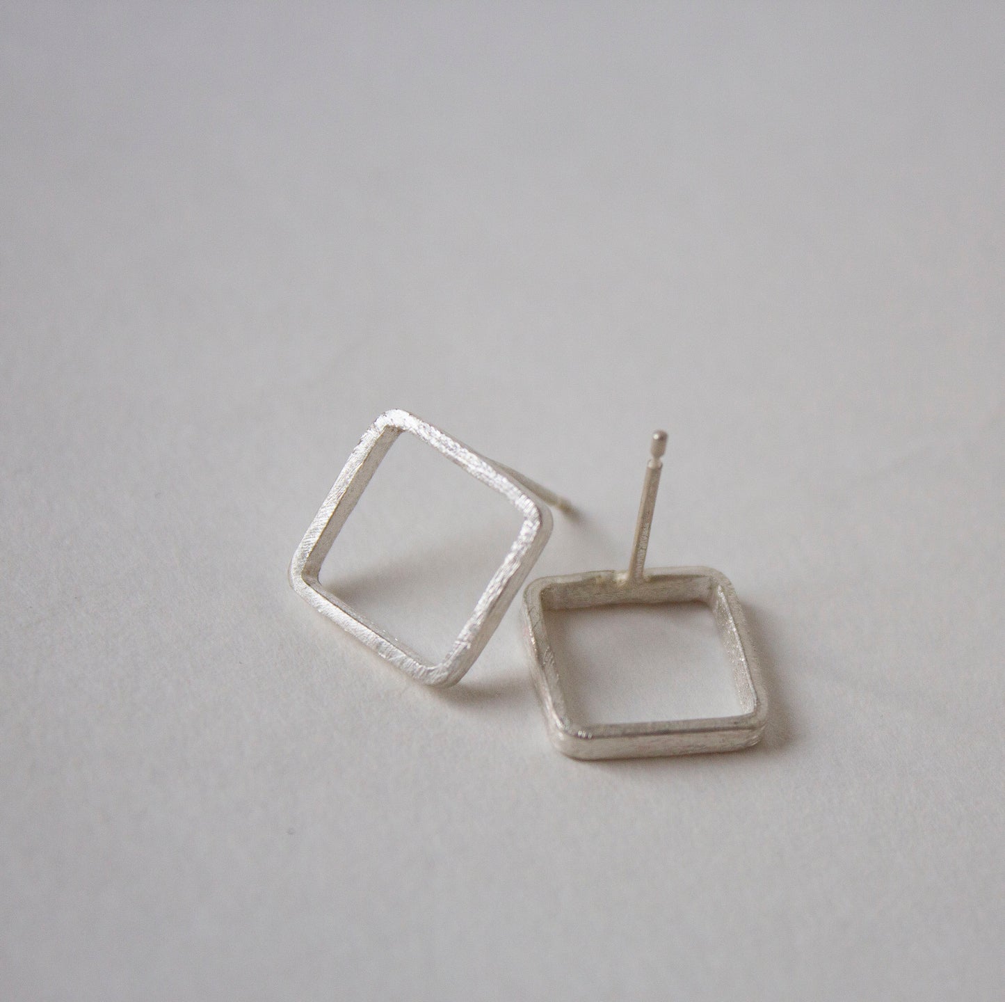 Fine silver and resin square studs