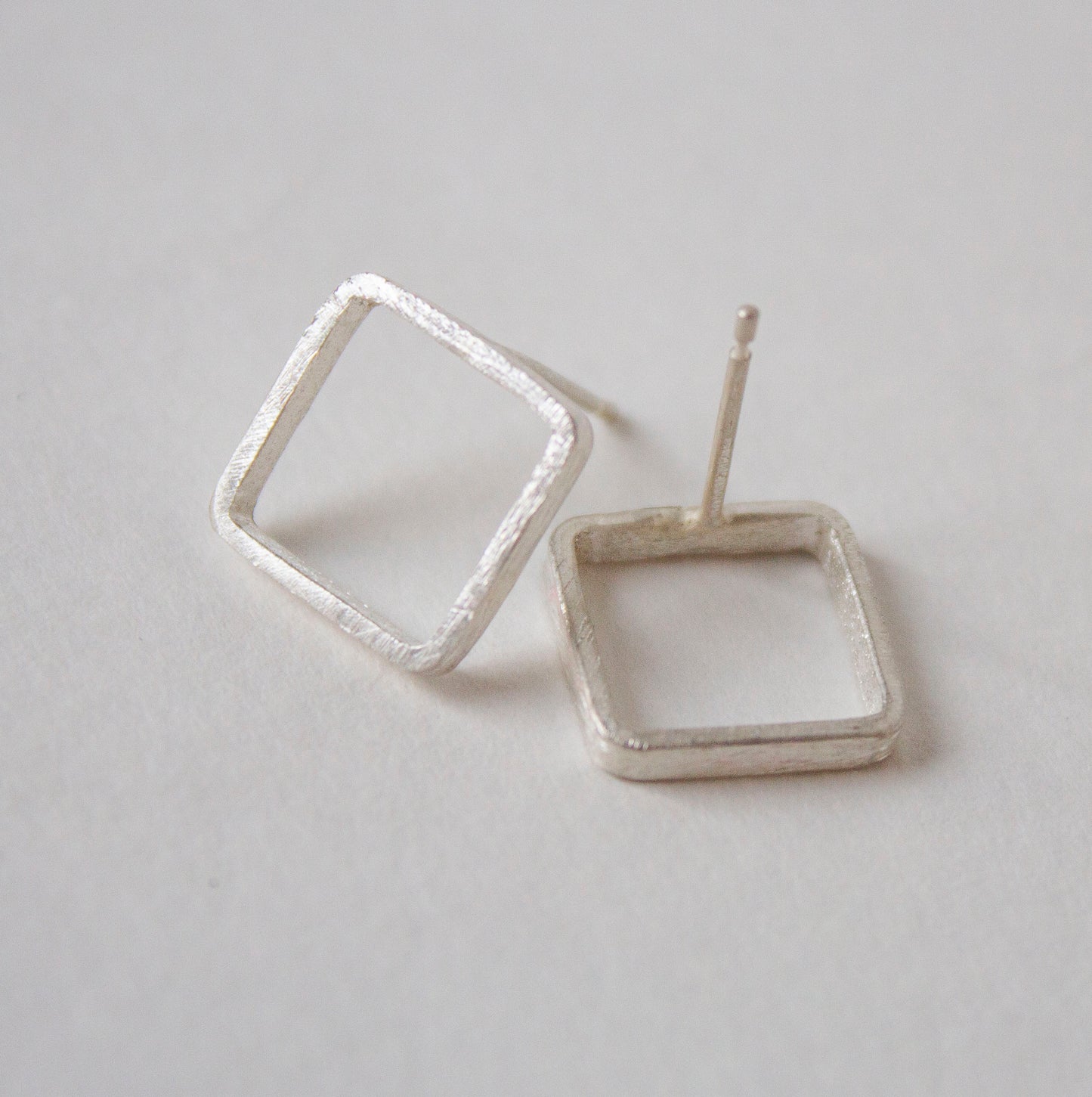 Fine silver square studs