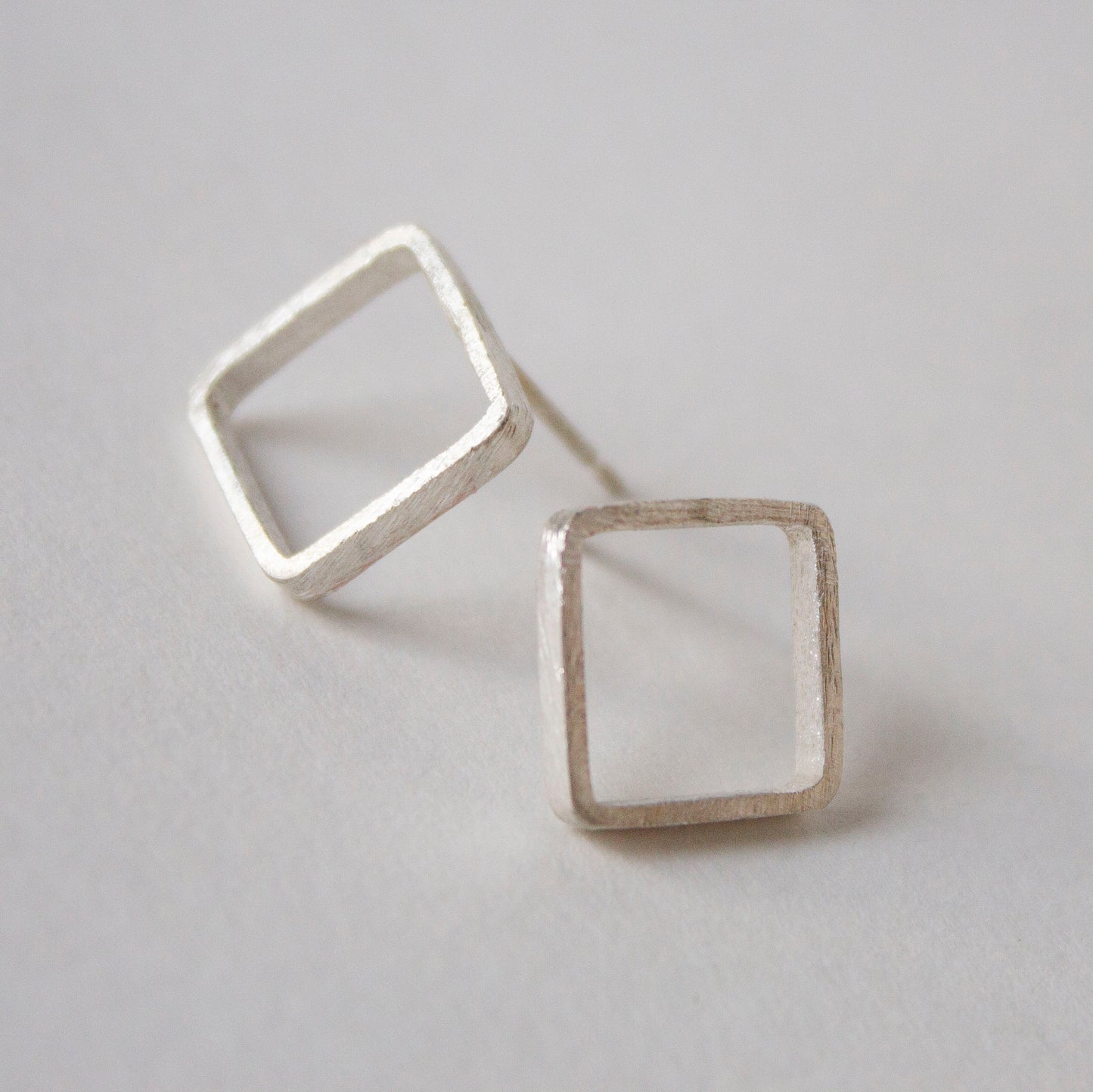 Fine silver square studs