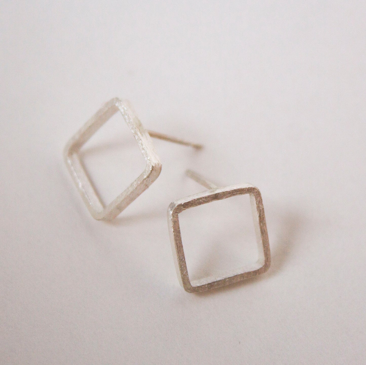 Fine silver square studs