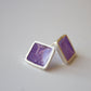 Fine silver and resin square studs
