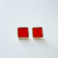 Fine silver and resin square studs