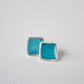 Fine silver and resin square studs